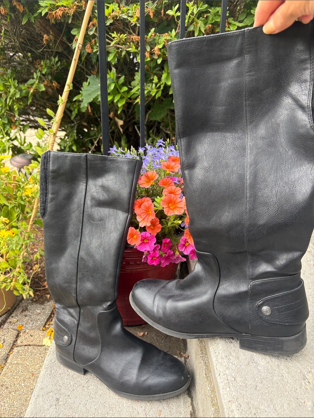 Life Stride Black Tall Leather Heeled Boots, women’s size 10